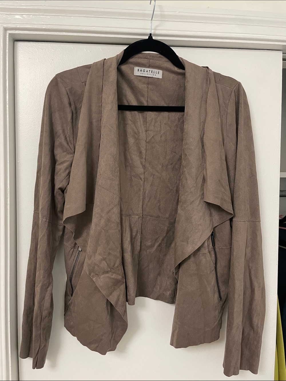 bagatelle Taupe Suede-Look Waterfall Blazer